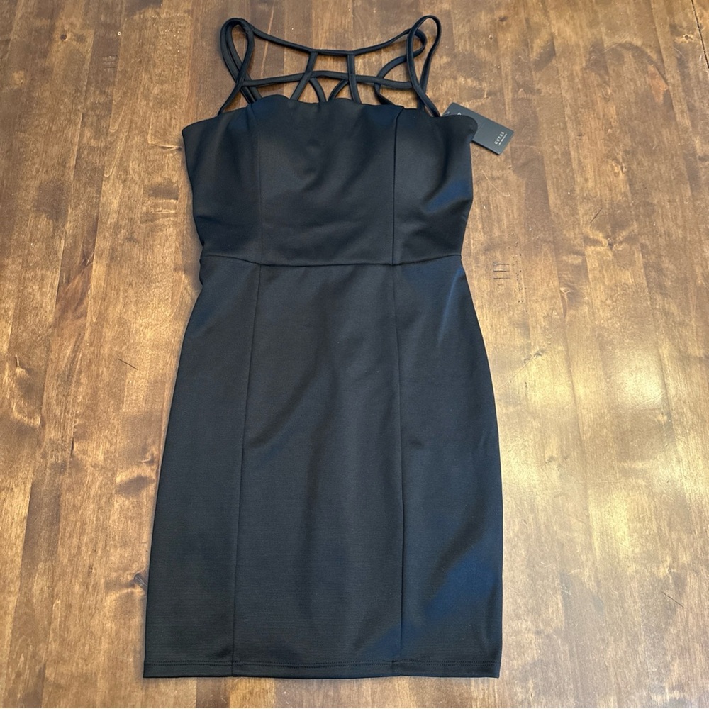 New GUESS‎ Dress Black Small Calla Cage Bodycon Mini Sexy Whimsigoth Vampire